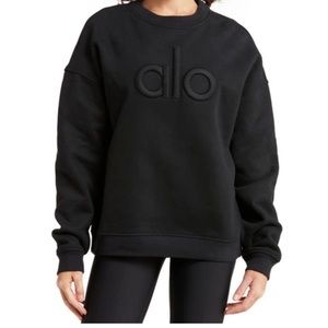 Alo Yoga Renown Emblem Heavy Weight Crew Neck
Pullover Sweatshirt Black Small